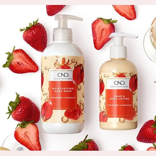 Załaduj obraz 1 w widoku galerii. CND Scentsations - Balsam Do Rąk i Ciała Prosecco i Truskawki 245ml
